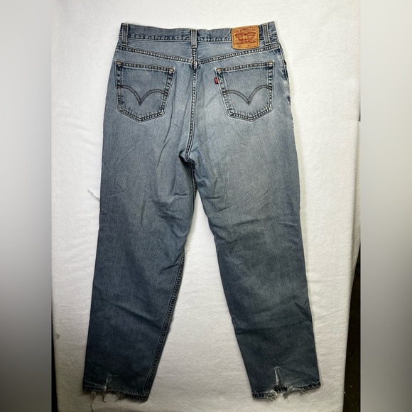 Levi’s 560 Comfort Fit Trashed Distressed Jeans Mens 36/34 Blue Denim Y2K 1609 - Picture 11 of 14